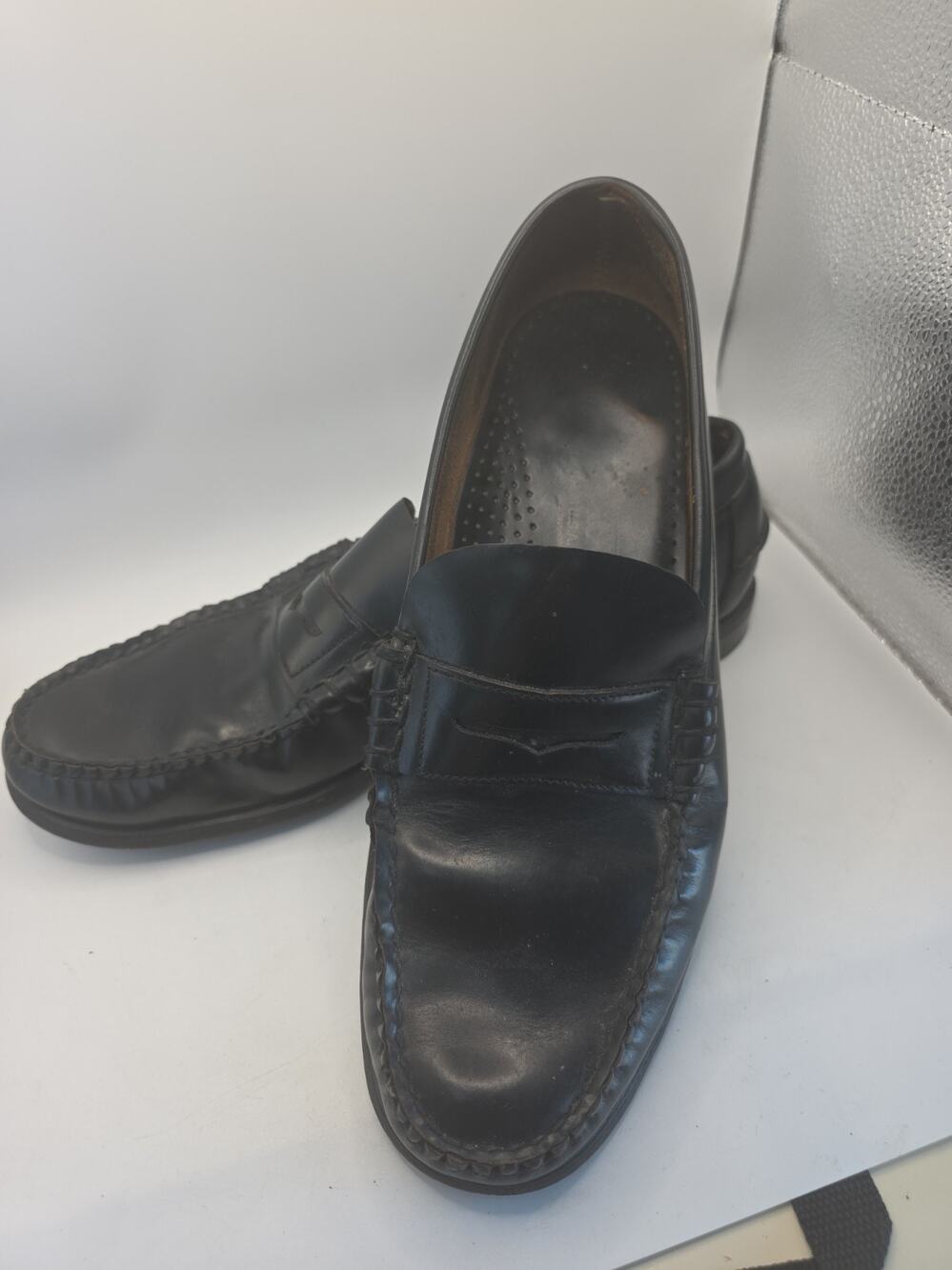 Vintage Sebago Dan Penny Loafers 12 Black Made USA Leather Sole Men's